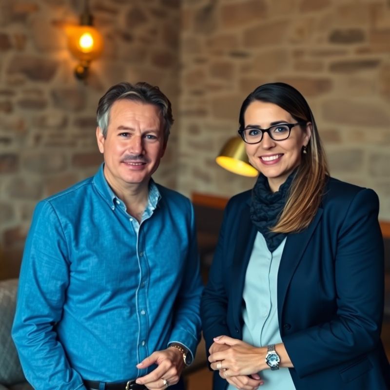 Portret dvoje novinara u kamenom interijeru pulskog ureda